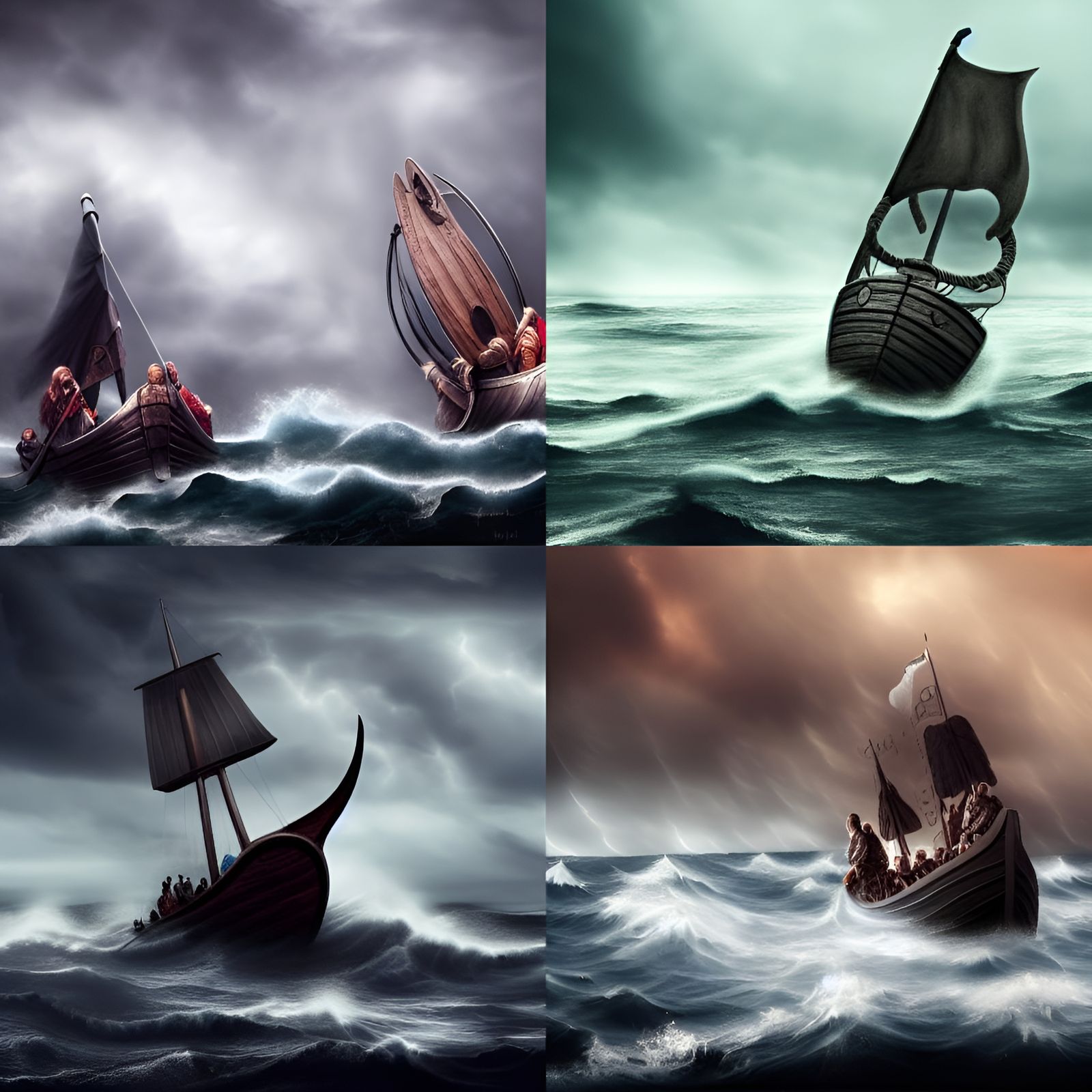 Viking ship in bad weather