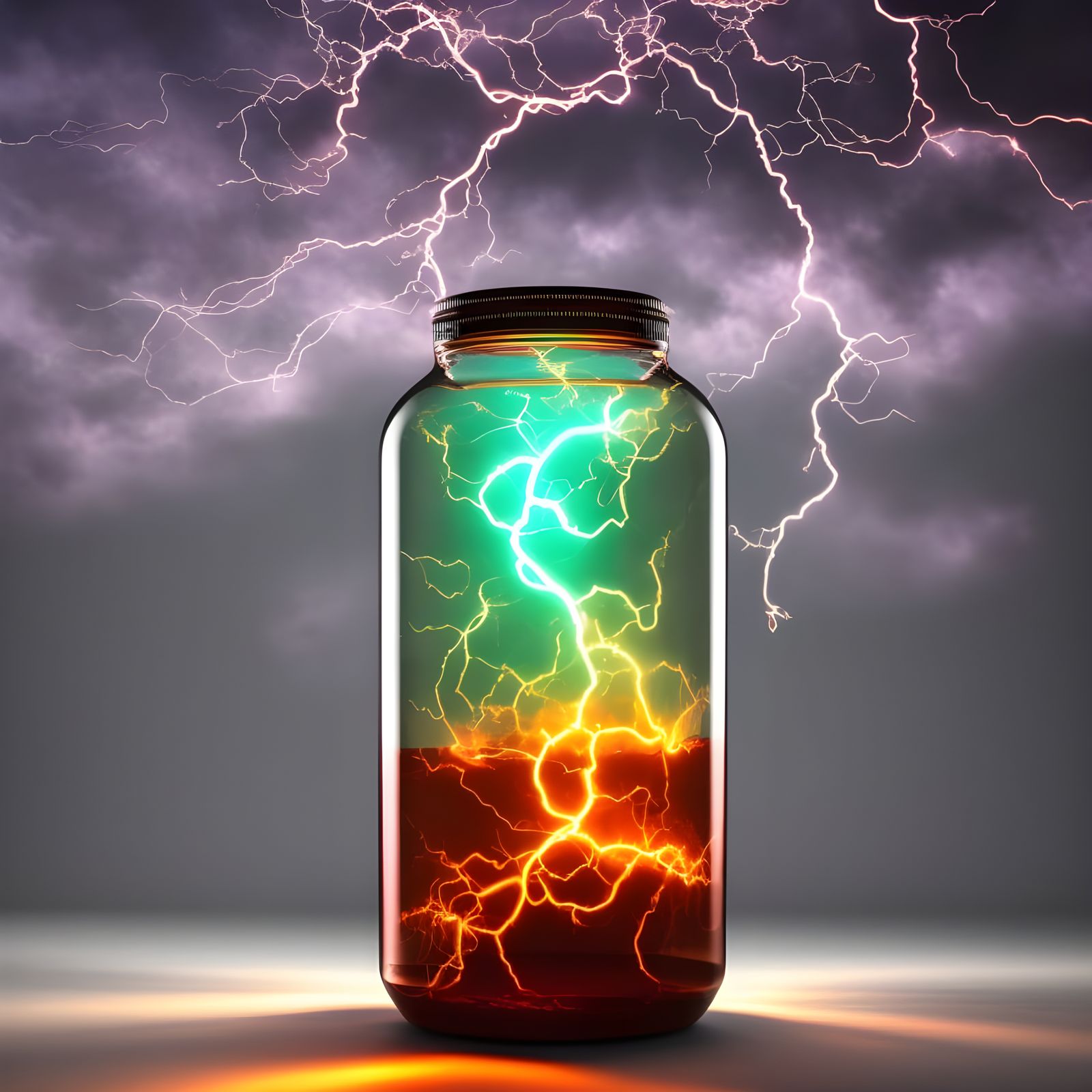 Electrical Storm in a Jar: 3D Rendered Fantasy