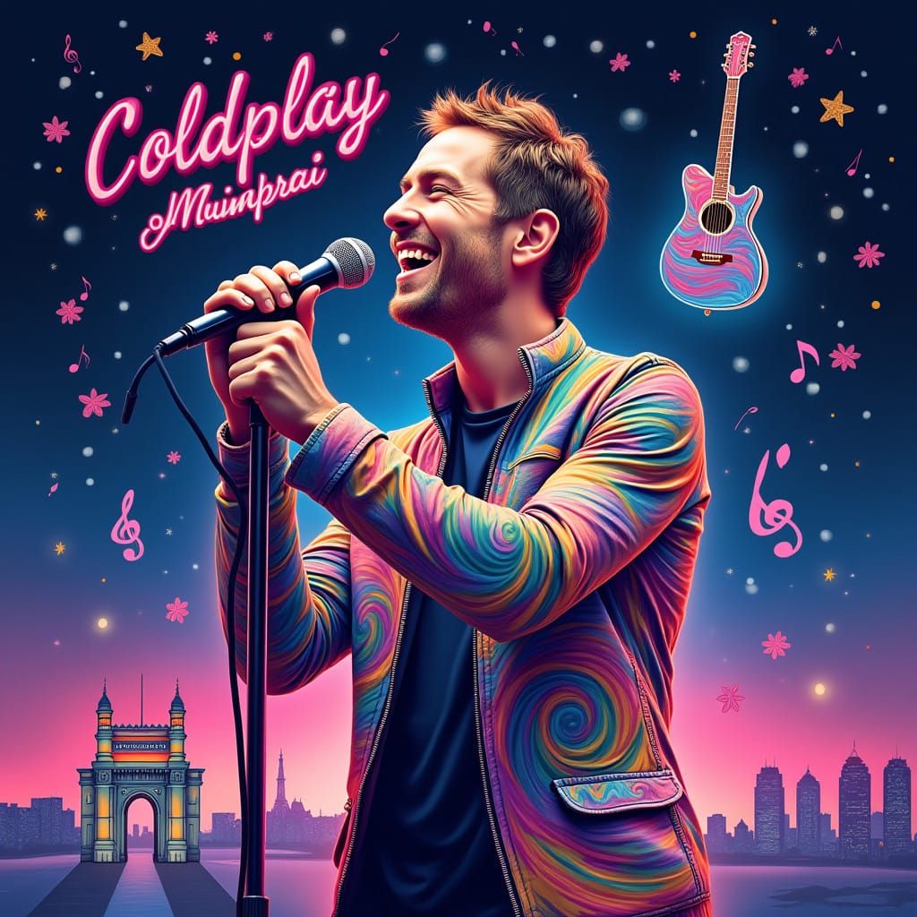 Chris Martin in Whimsical Coldplay-Inspired 3D Cartoon Desig...