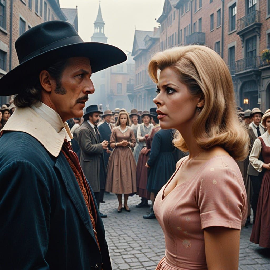 1960s Housewife Confronted by Puritan Man