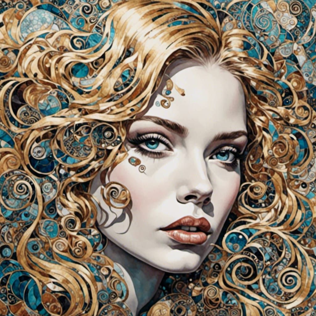 Golden Haired Girl with Cracked Glass Effect