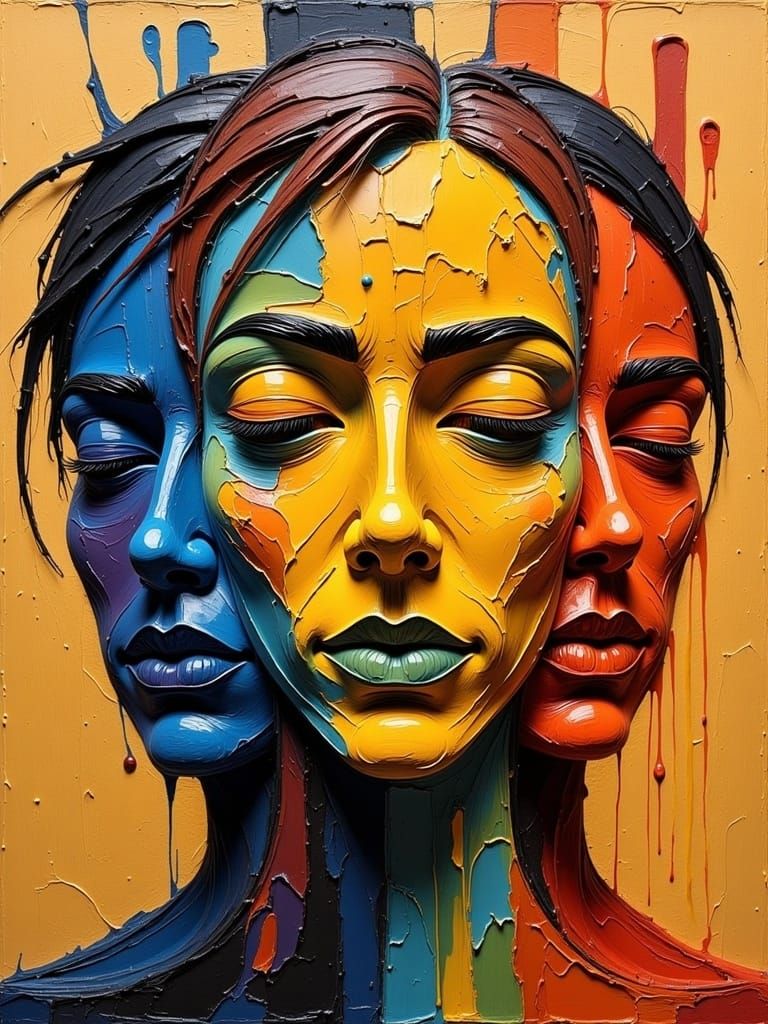 Abstract Faces Portrait in Bold Expressive Strokes