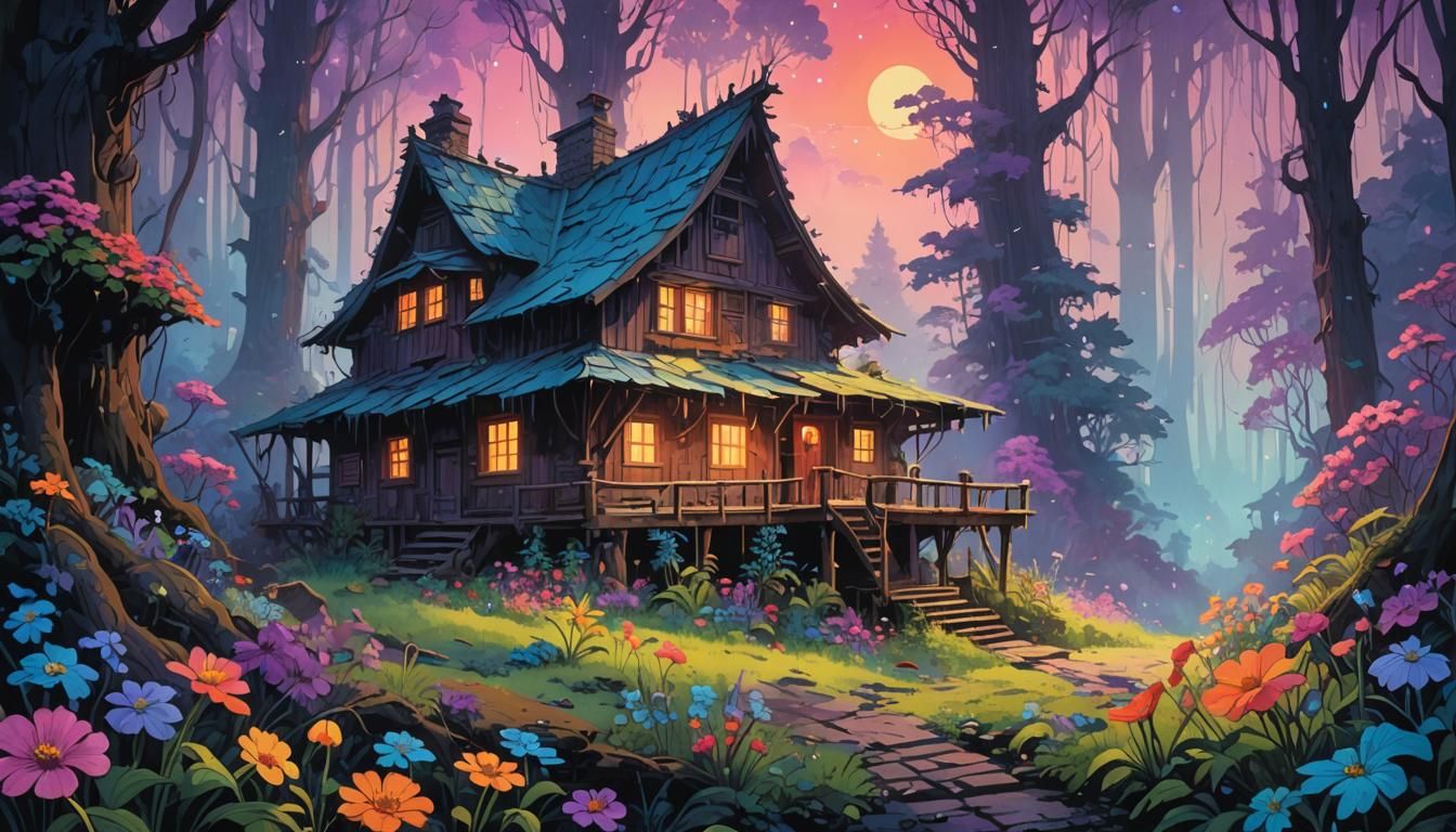 A Cozy Cottage in a Fantasy Forest