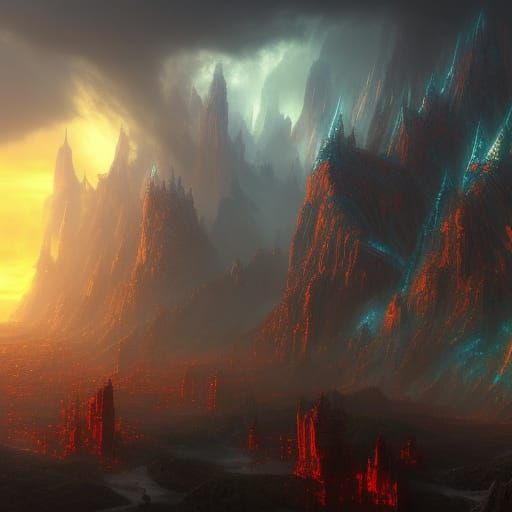 Fantastical Vision of Hell in Detailed Matte Painting