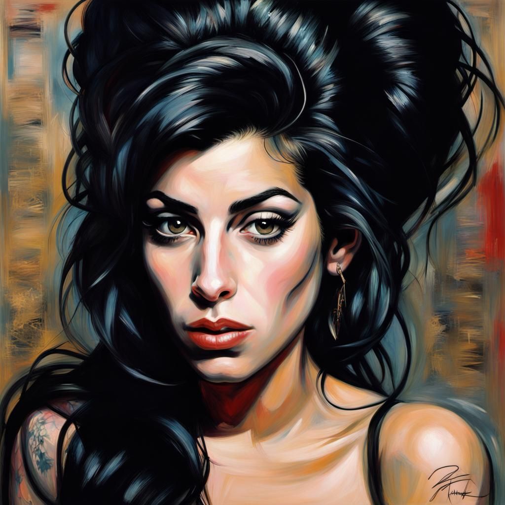 Amy Winehouse Portrait in Hyperrealistic Digital Art