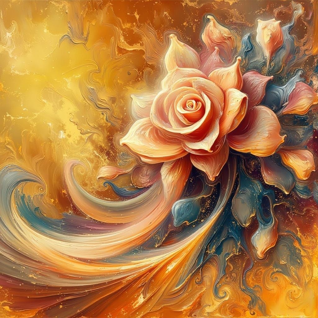 Magical Roses Digital Art in Dark Oil Paint Style