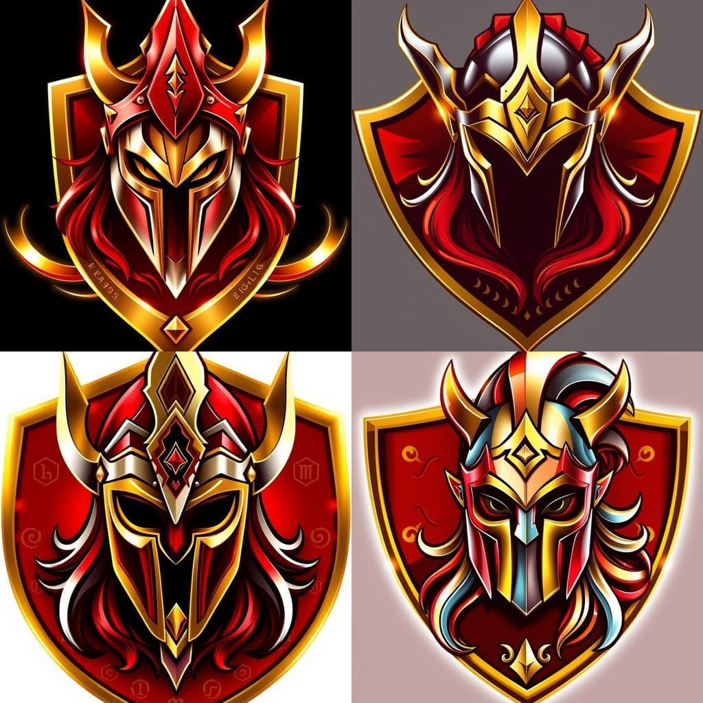 Glowing Lady Warrior Crest in Shiny Metal Armor Style