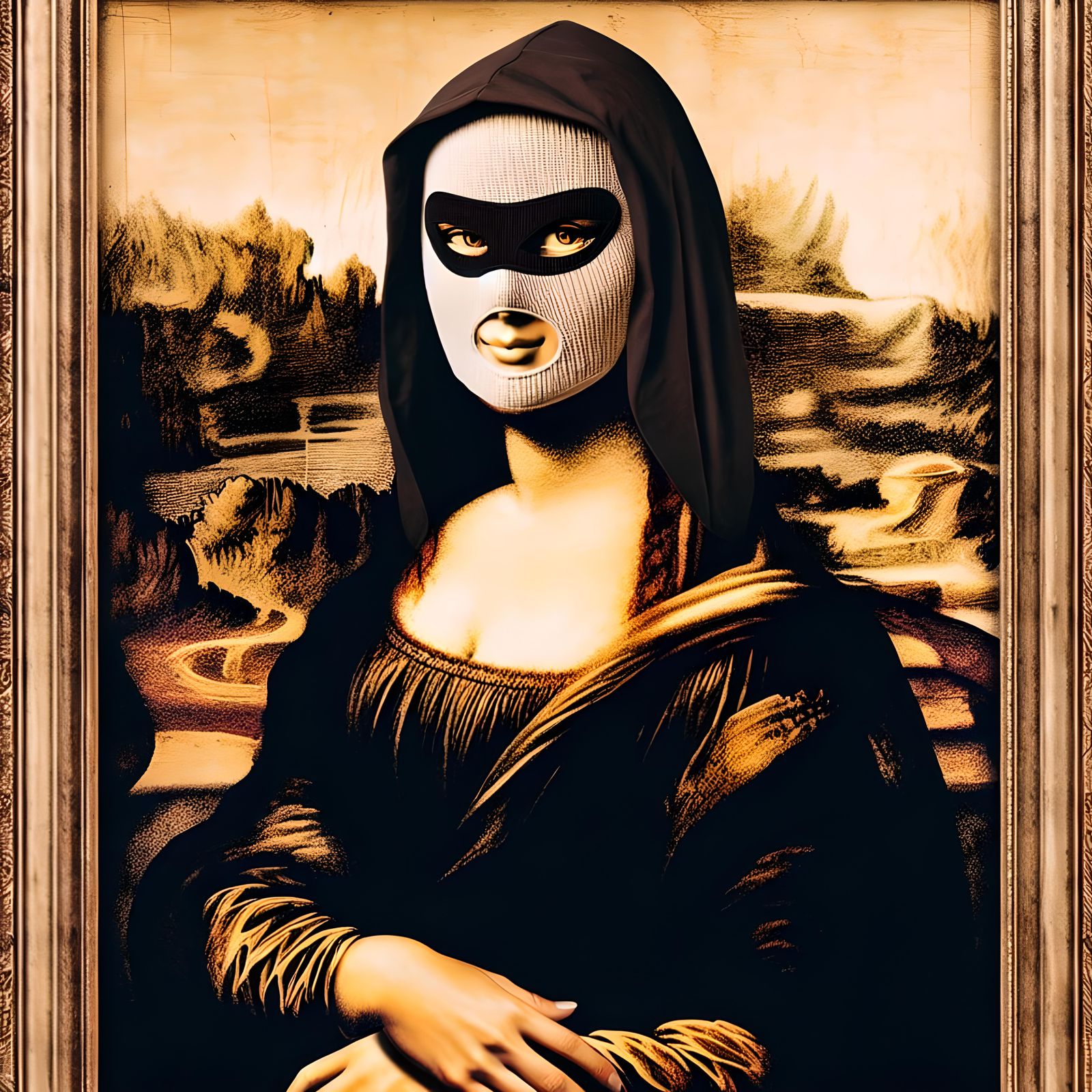 Mona Lisa with Mask in Renaissance Style