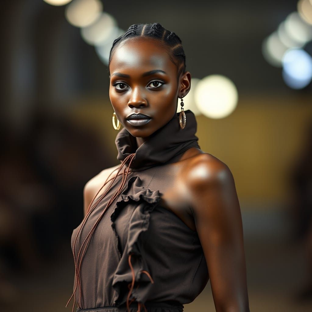 African Fashion Model in Haute Couture Disarray