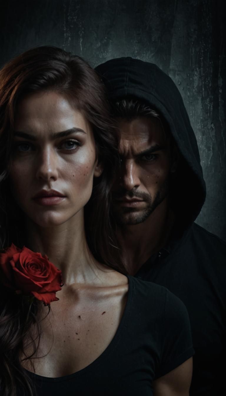 Realistic Portrait of Lovers, Man with Scars