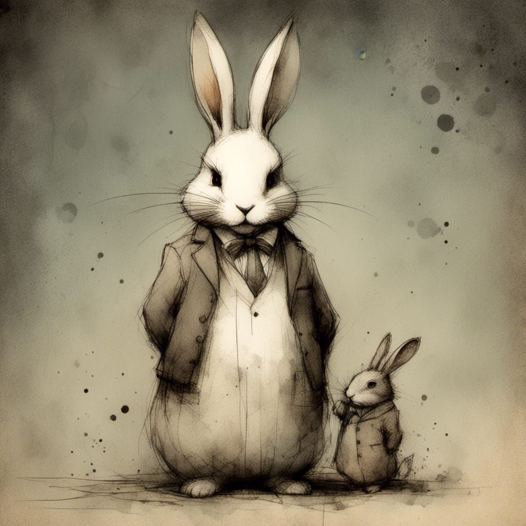 Rabbit in Charcoal and Ink Style
