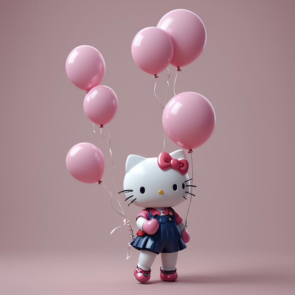 Hello kitty holding a balloon
