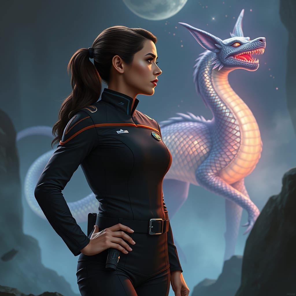 Confident Starfleet Officer Meets Mystical Serpentine-Canine...