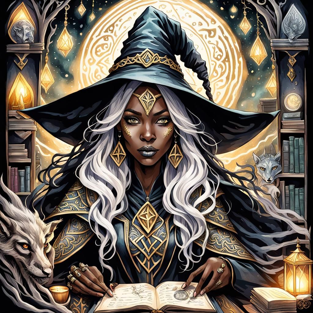 High Gothic Drow Witch Queen in Watercolor