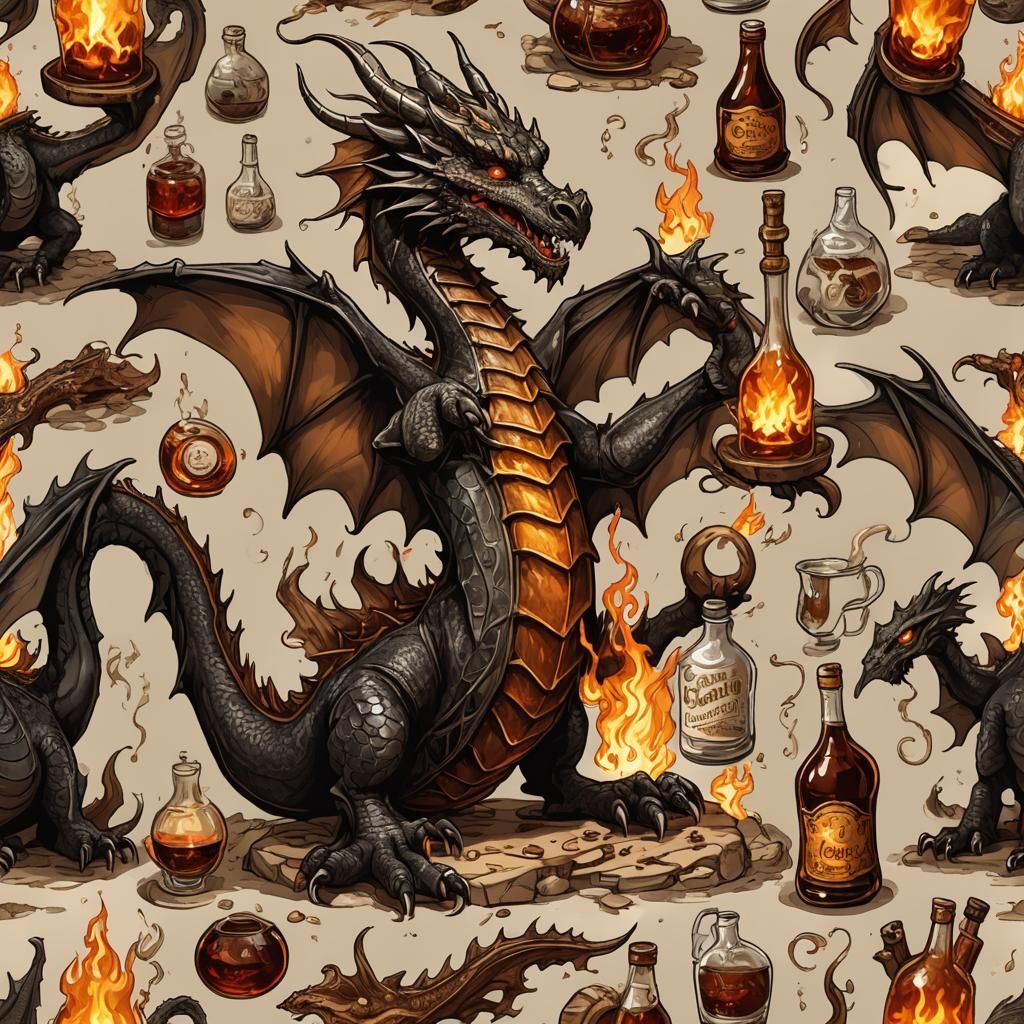 Dragon Burns Plastic Wrap in Medieval Fantasy Art