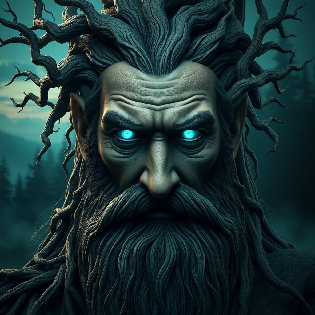 Ethereal Druid Portrait in Matte Painting Style