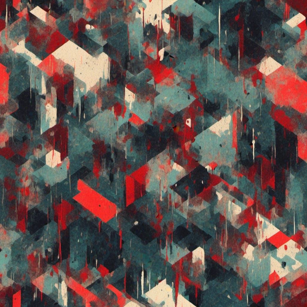 Rainy Day in Neo-Cubist Geometric Style