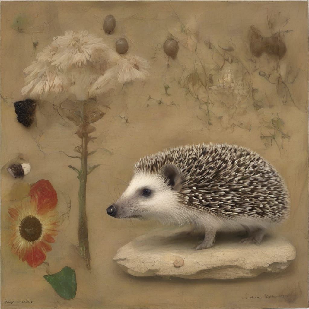 Hedgehog's Snail Discovery: Renaissance Meets Abstract Art