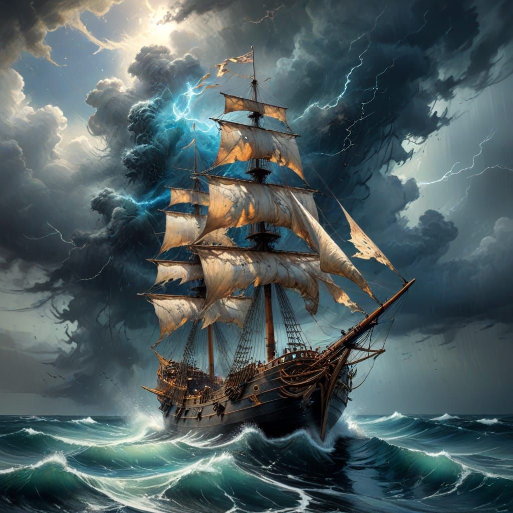 Storm and ship