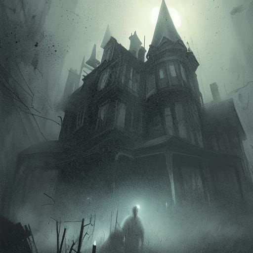 Sinister Haunted House Art