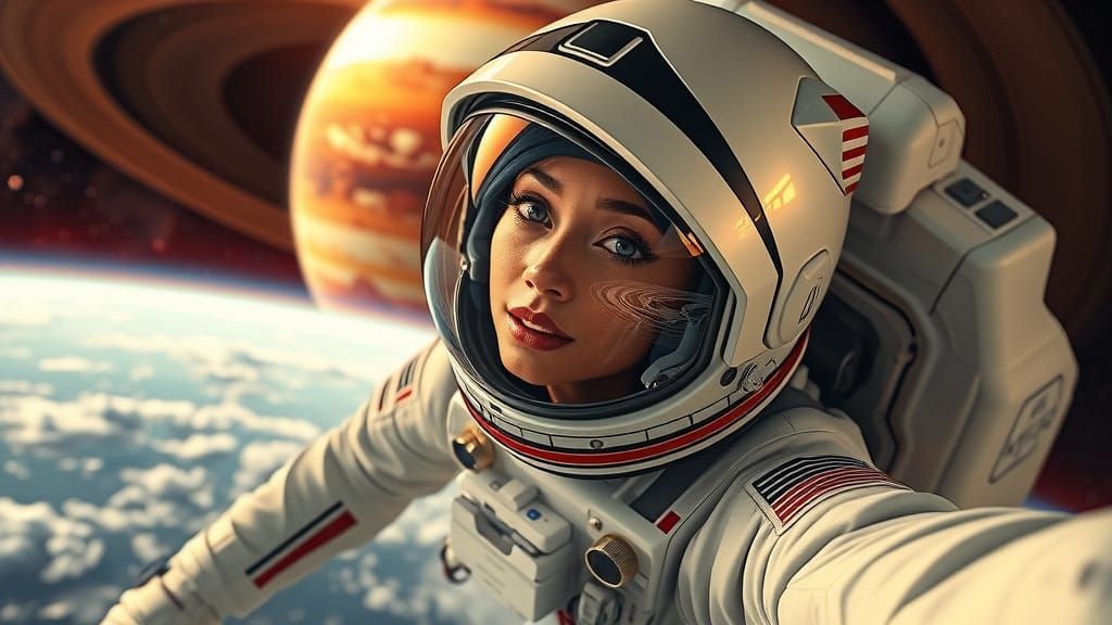 Sleek Astronaut Takes a Selfie in Space
