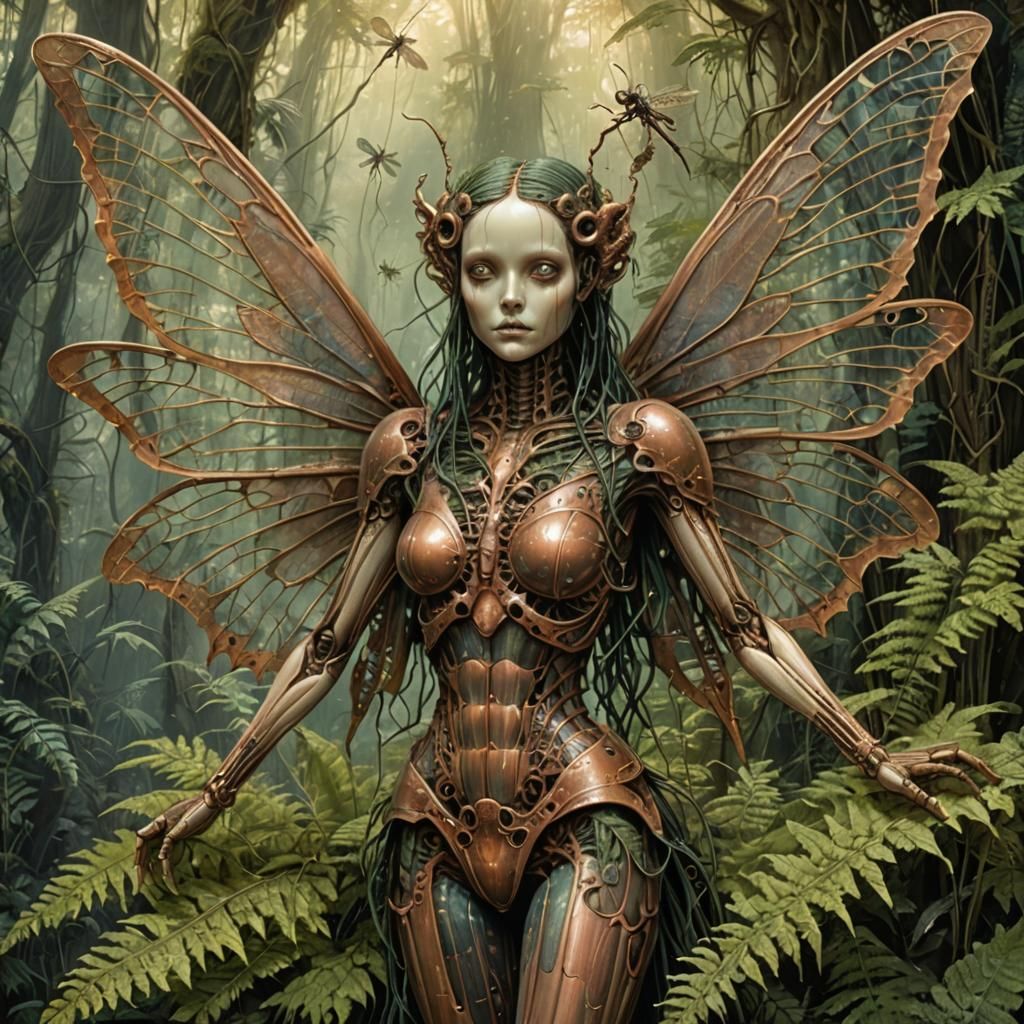 Insectile Fairy with Iridescent Dragonfly Wings