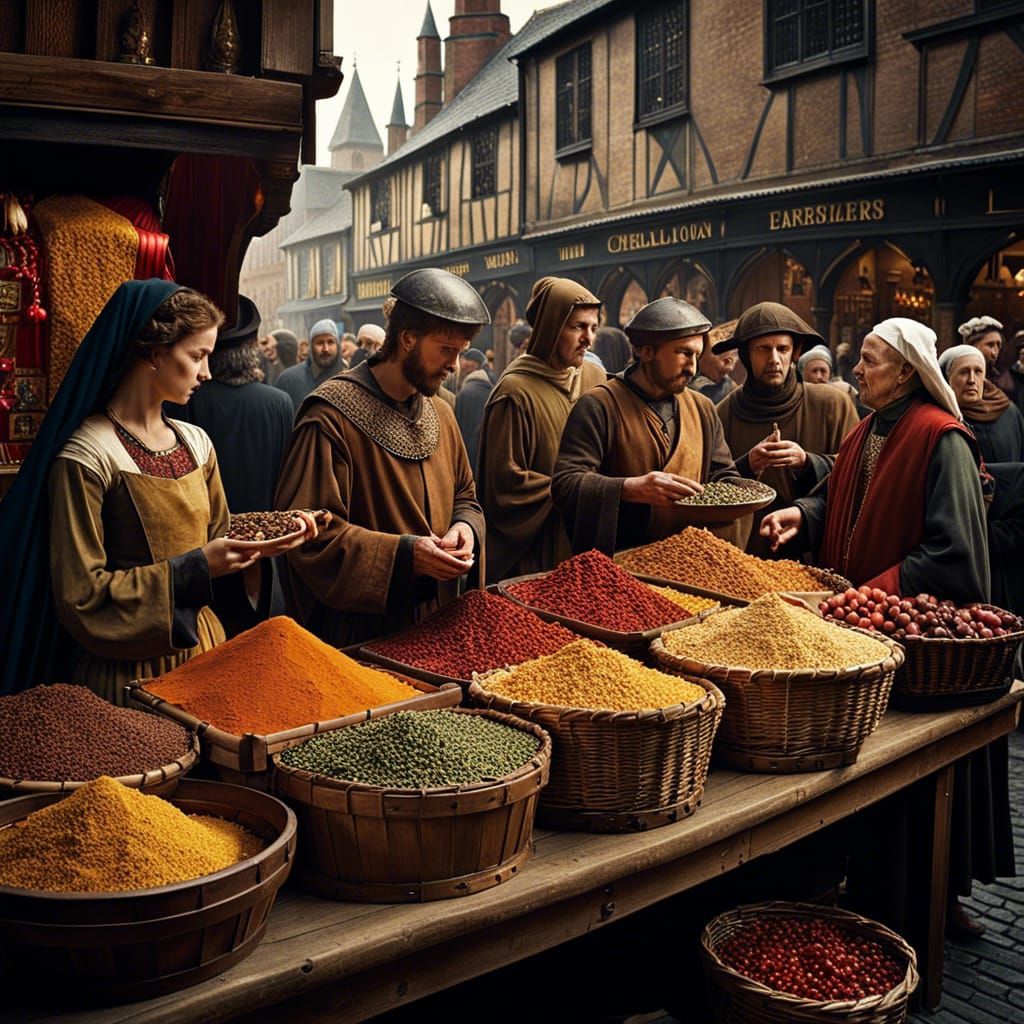 Bustling Medieval Spice Market in Chester