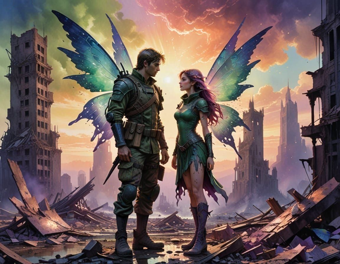 Watercolor Portrait of a Woman in a Post-Apocalyptic World