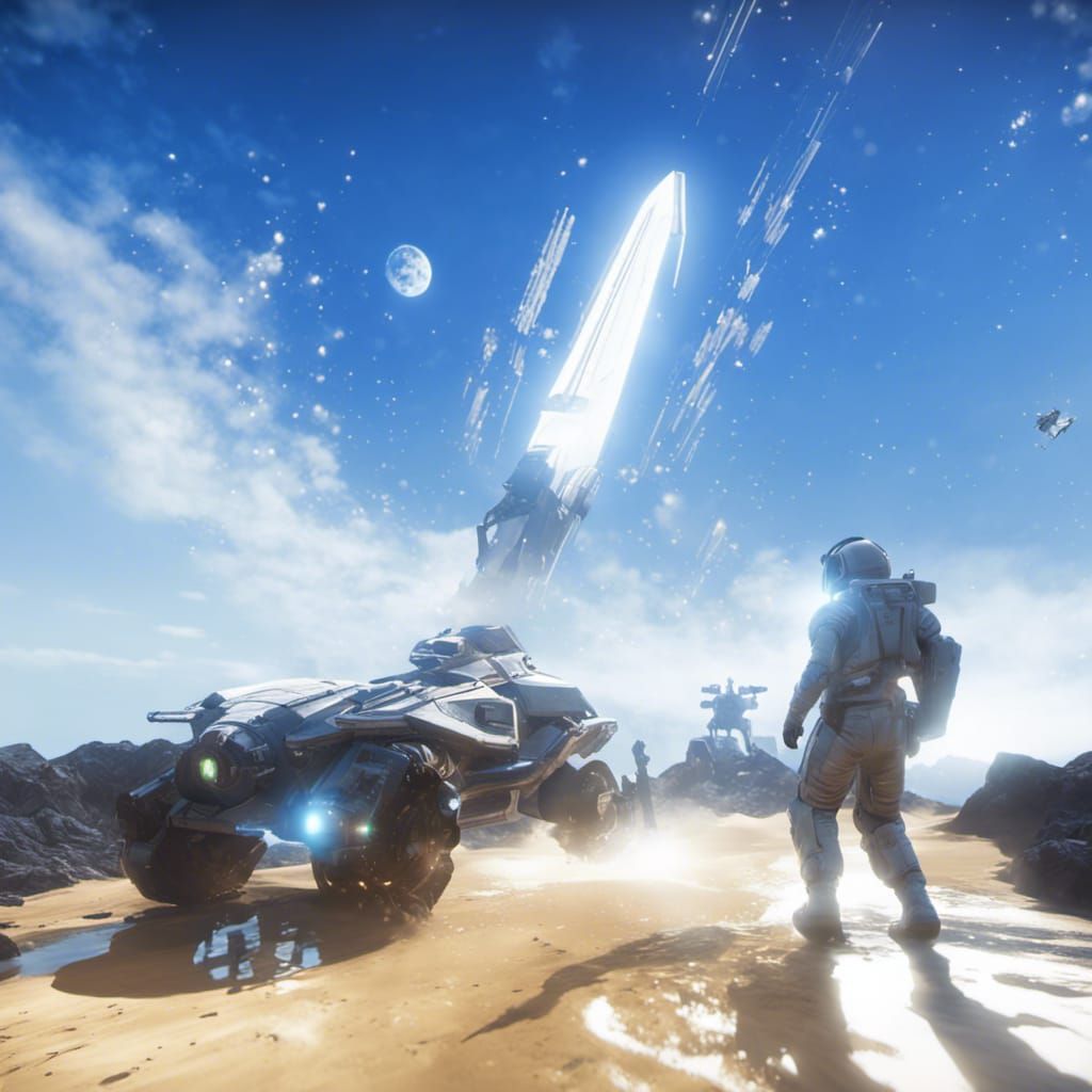 Astronaut Pioneer on Desert Planet in Sci-Fi Style