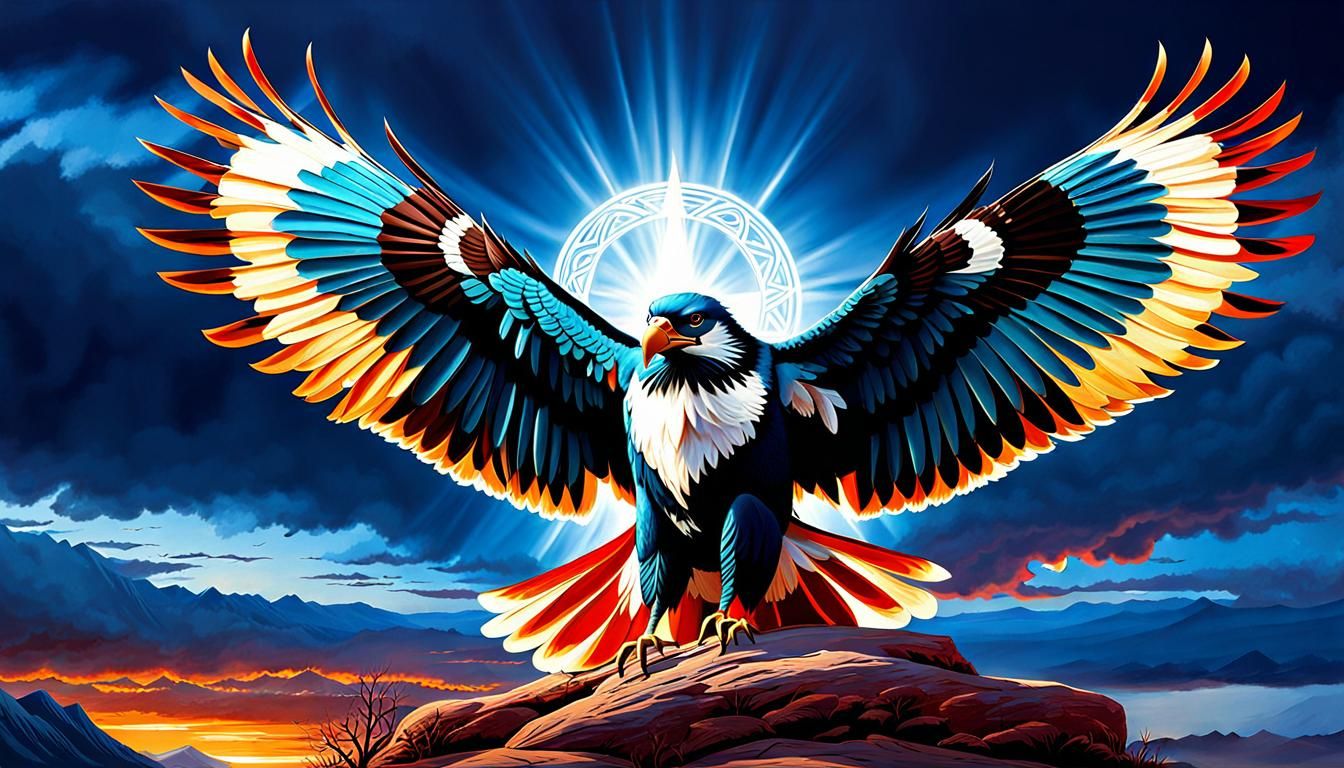 Mythological Thunderbird Spreads Wings Over Desert