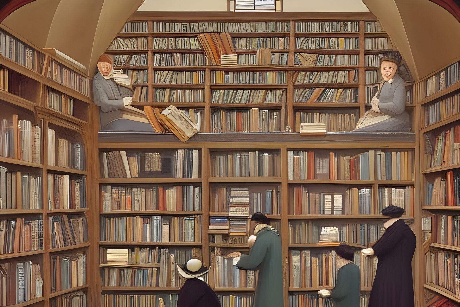 Comically Overstocked Bookstore Illustration