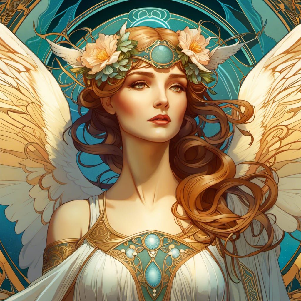Art Nouveau Angel Concept Art: Digital Illustration