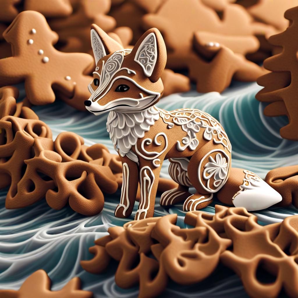 Festive Gingerbread Fox Holiday Image