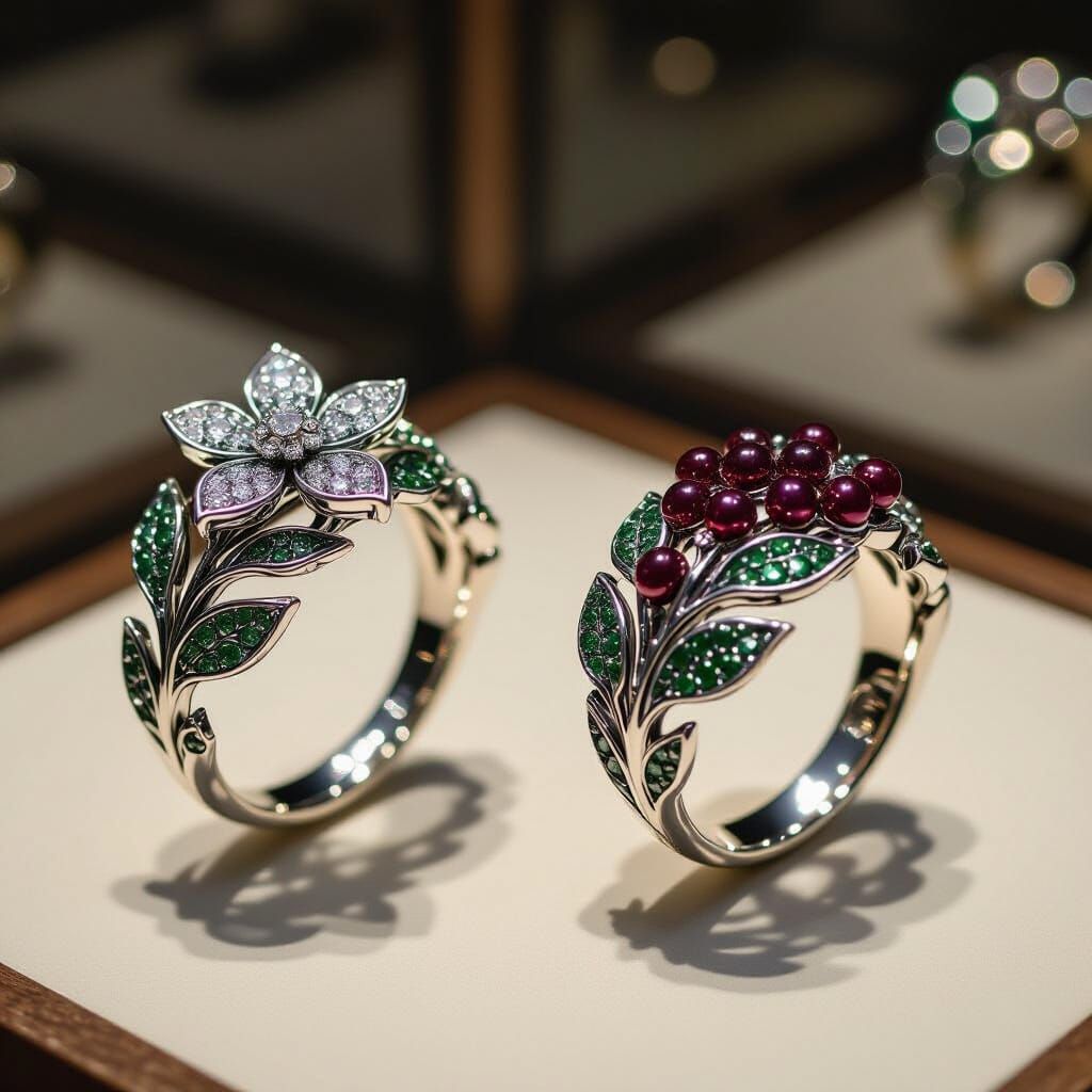 Elvish Mithril Rings in Display Case: HDR & Cinematic