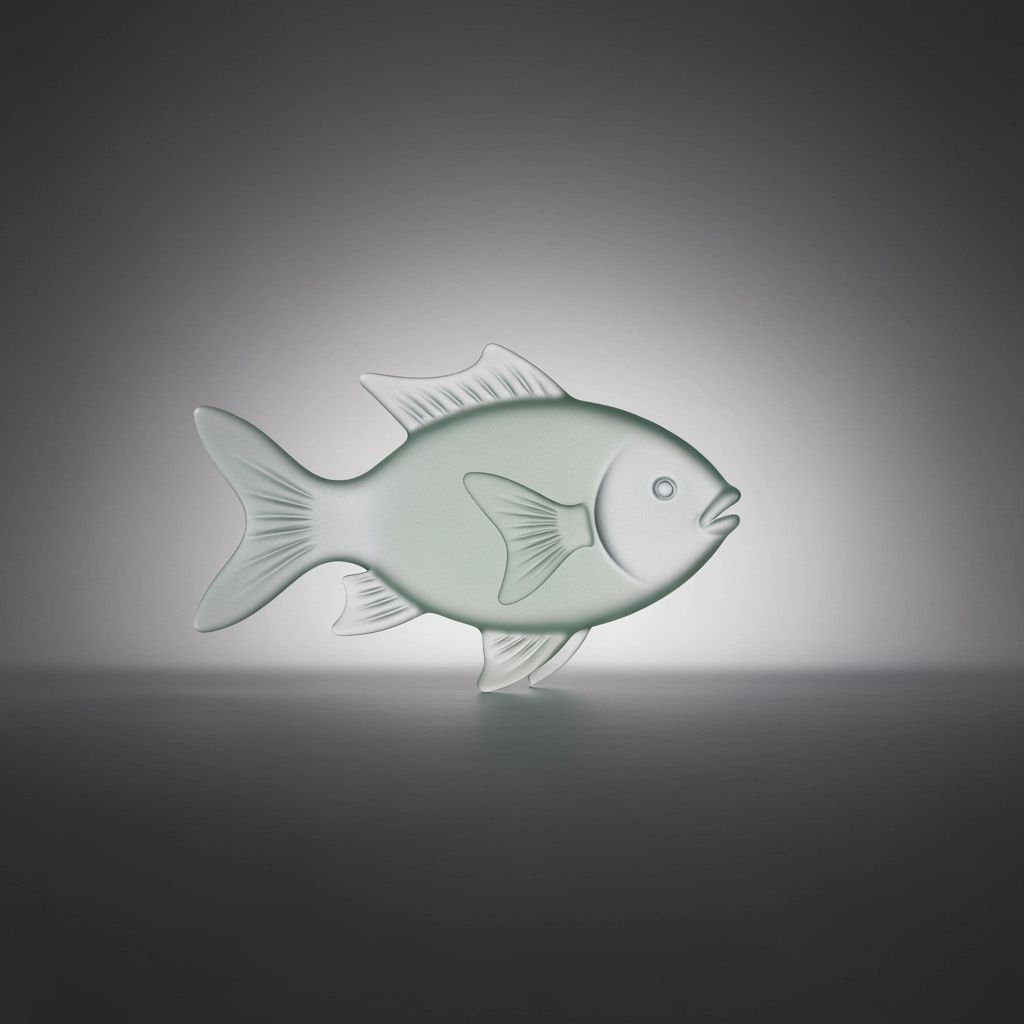 Surreal Sea Glass Fish Sculpture with Ethereal Lighting