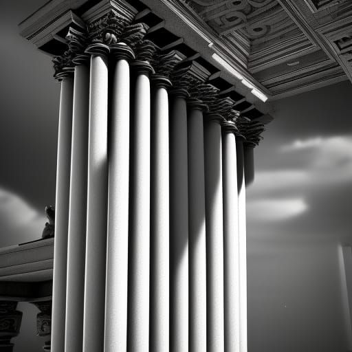Detailed 3D Render of Columns in Black and White