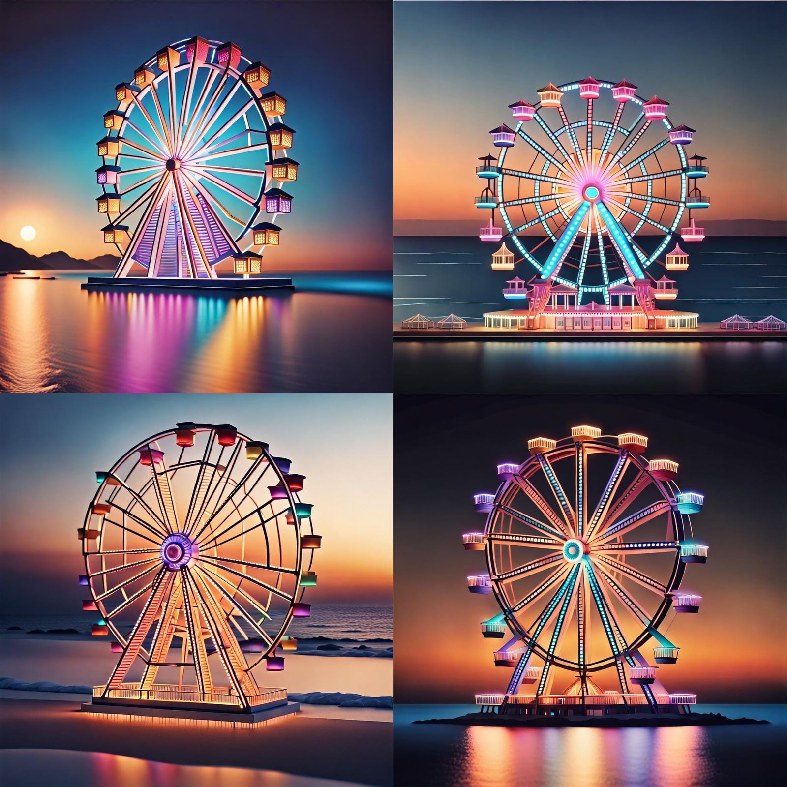Kirigami Ferris Wheel Overlooking the Ocean