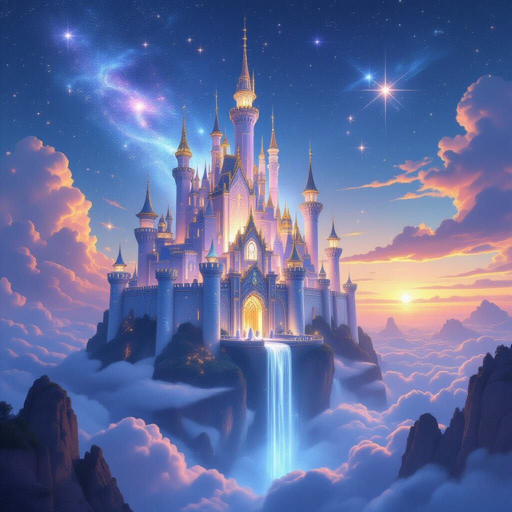 Majestic Starlight Palace Above Twilight Horizon