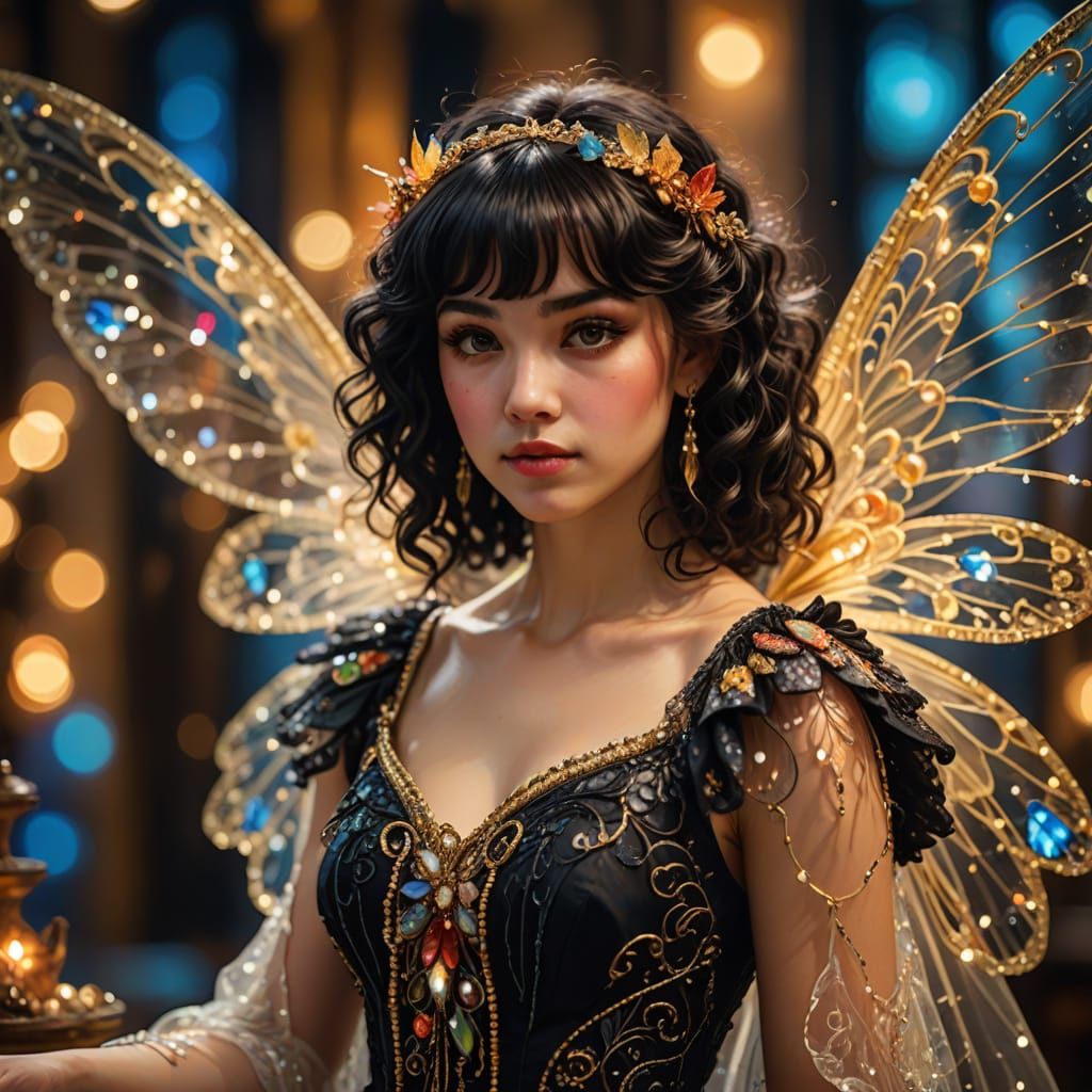 Woman Creating Fairy Wings in Oil Painting Style