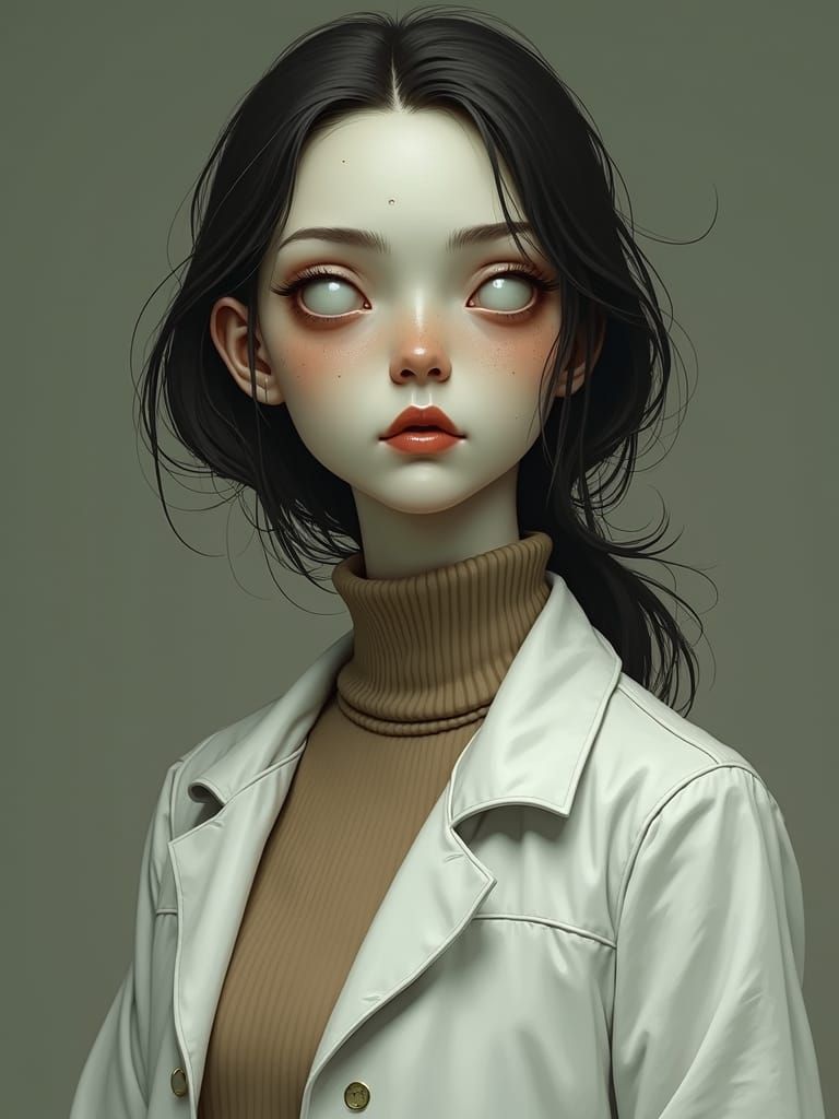 Serene Zombie Scientist in Rothko-Rackham Style