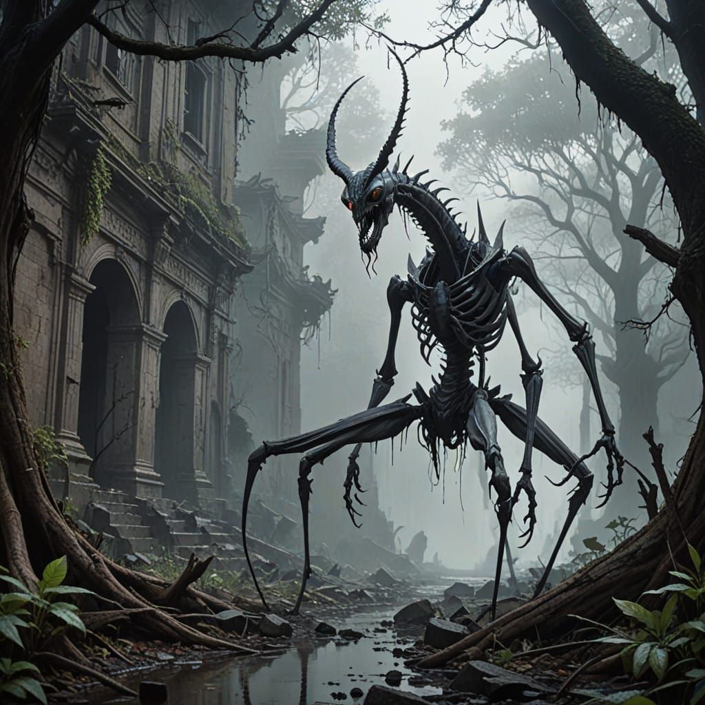 Gothic Devil Mantis Emerge from Shadows