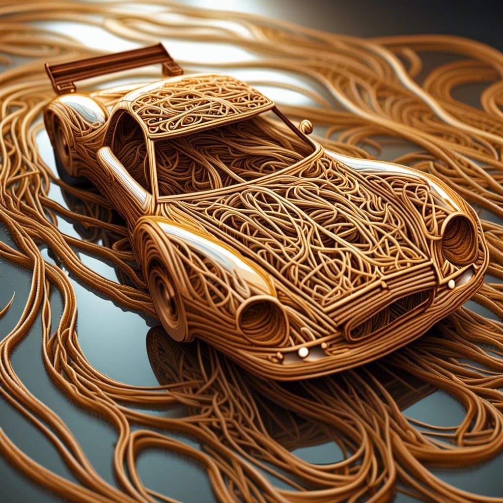 Spaghetti Sports Car Races in Mud: Abstract 3D Art