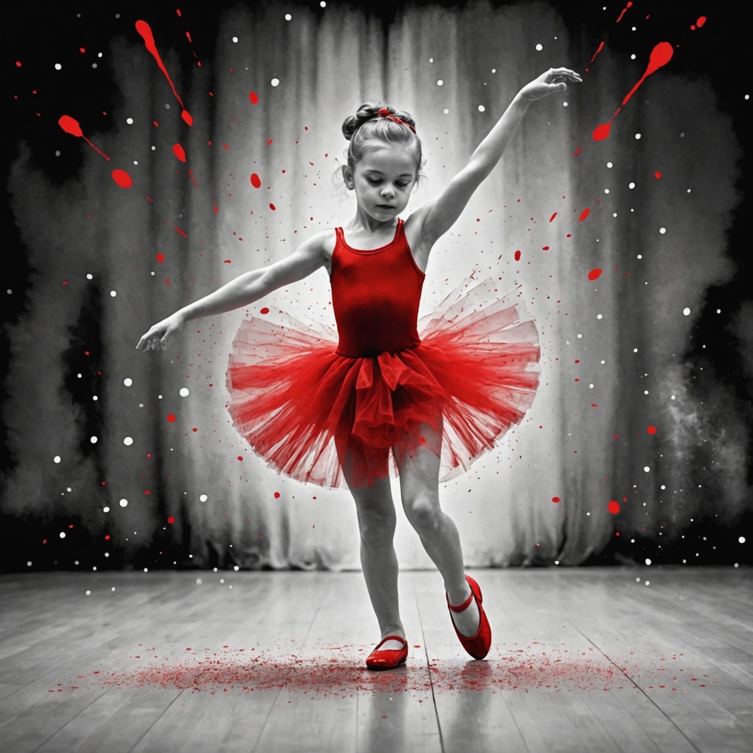 Ballet Dancer in Red Tutu: Watercolor Splash Art