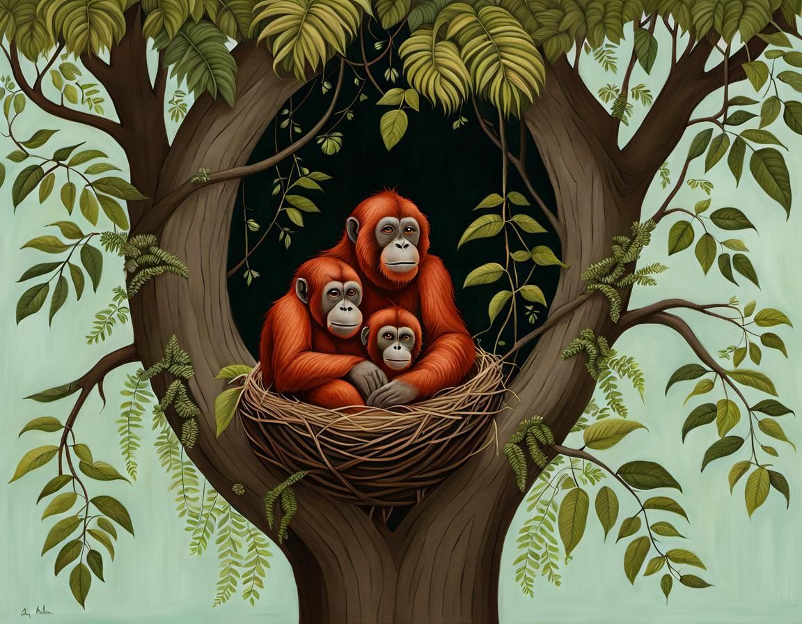 Orangutan Nest in Tree, Amy Earles Style