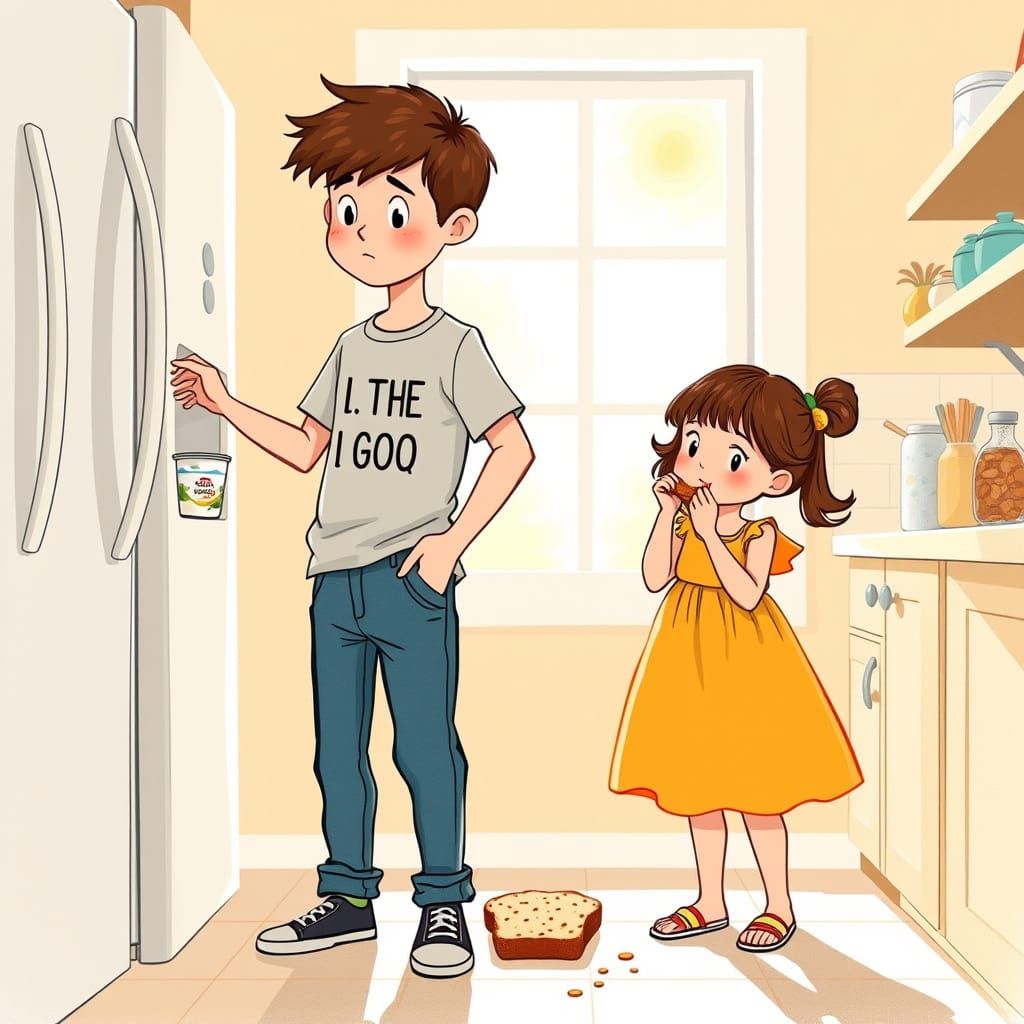 Whimsical Morning Kitchen Scene in Vibrant Colors