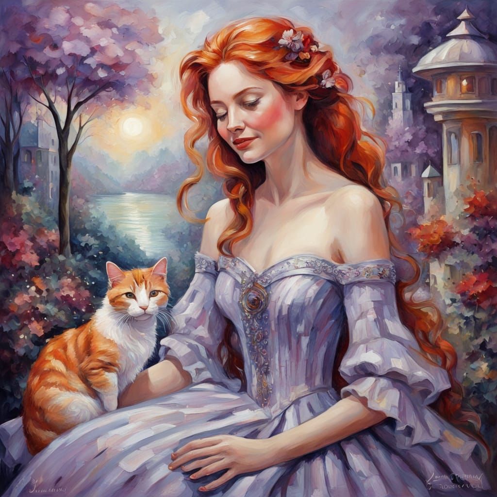 Whimsical Woman in Dreamy Landscape