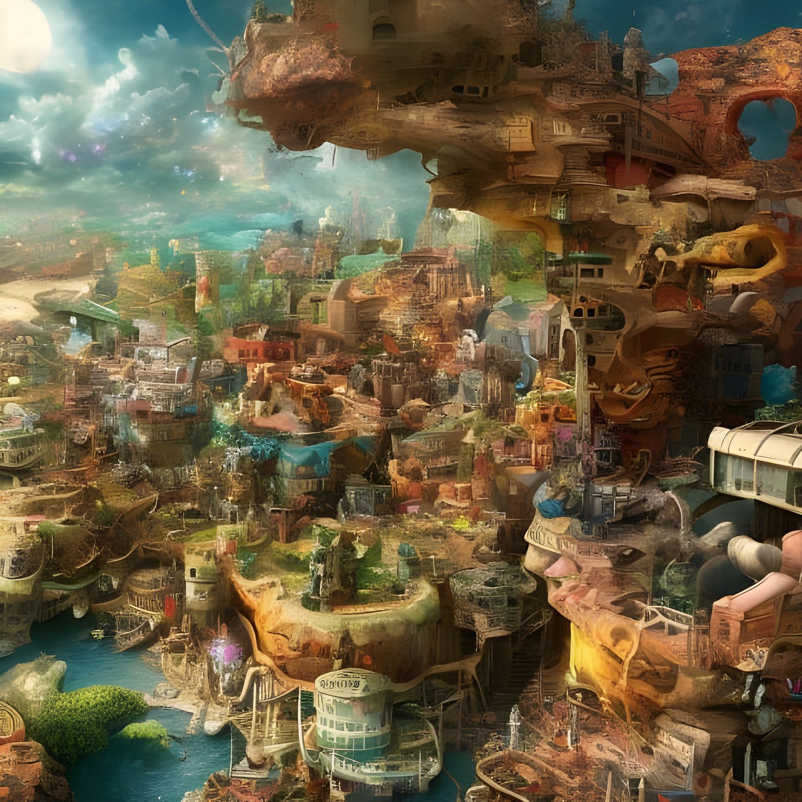 Futuristic Cityscape with Bizarre Creatures: Digital Art