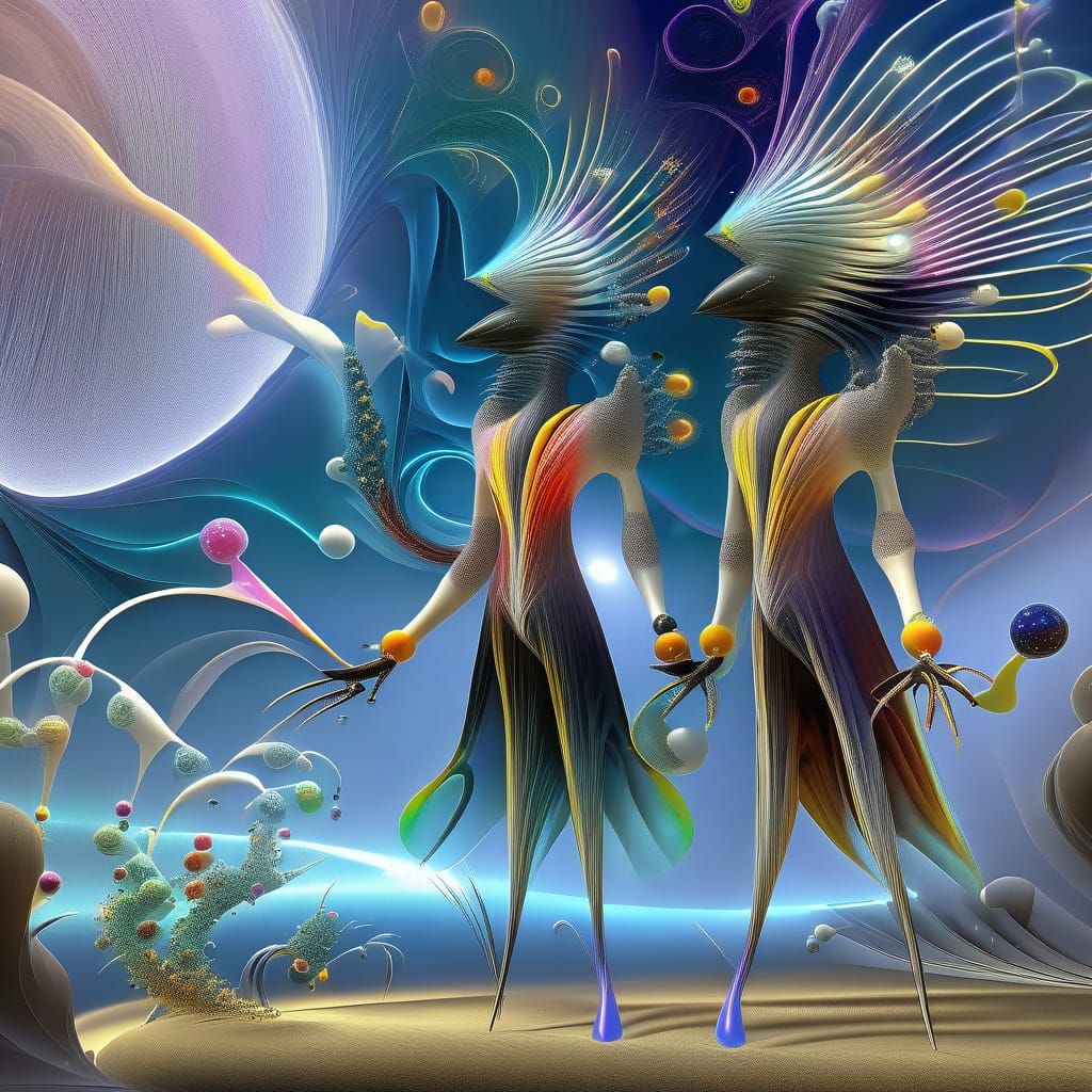 Deeply genetic in nature trails of polychrome light and zigzag fluids enormous portals exploding sparkleparticles dynami...