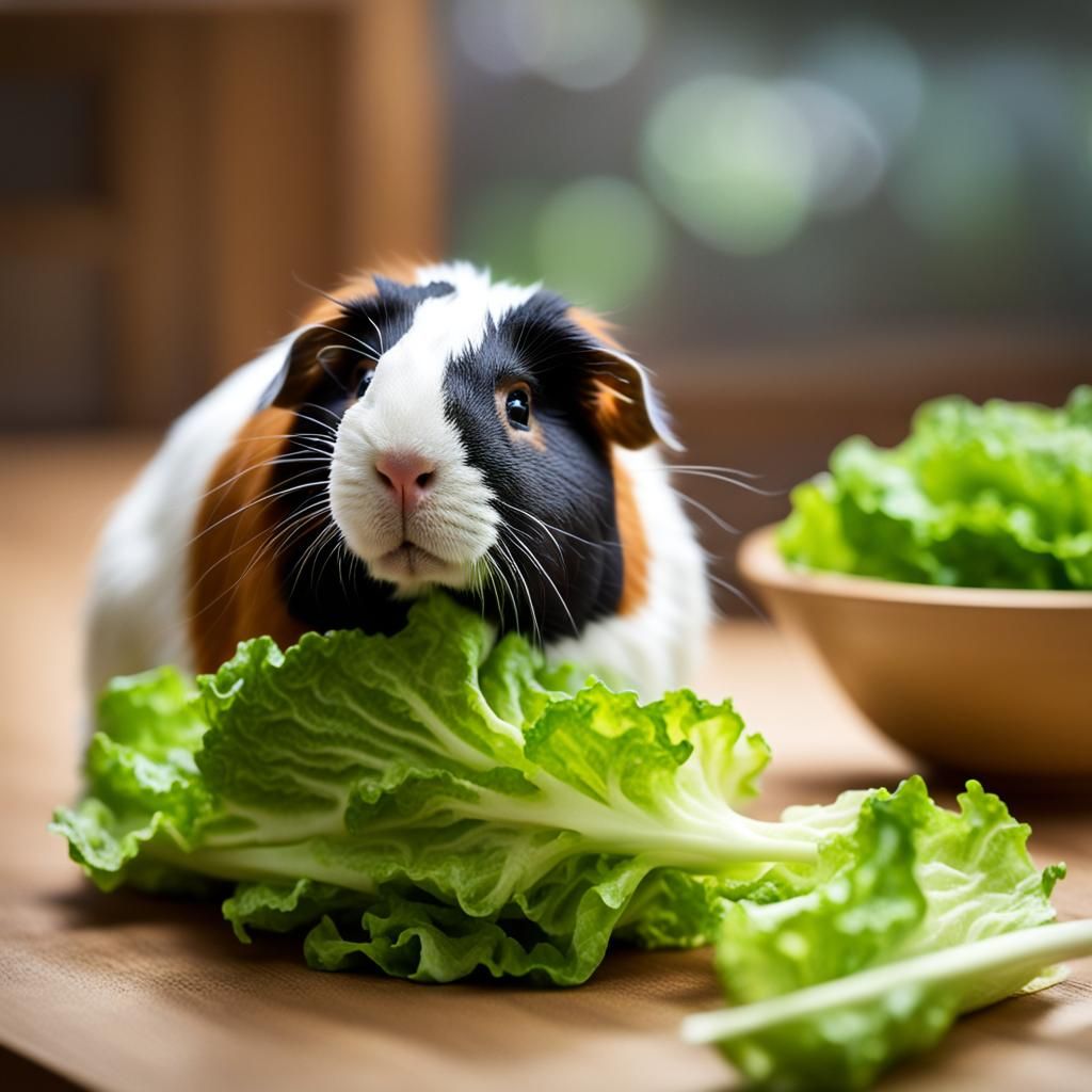 Guinea Pig Enjoying Lettuce: Professional Photography