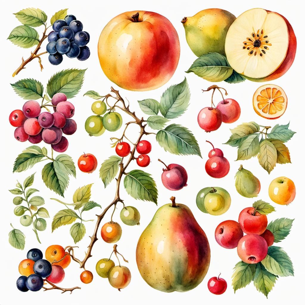 Chestnut Ephemera Stickers in Watercolor Style